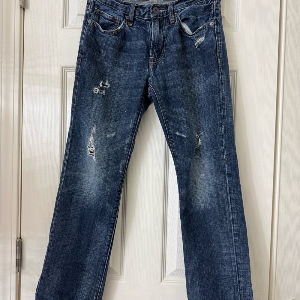 American Eagle Distressed Blue Slim Straight-Leg Jeans size 26/28